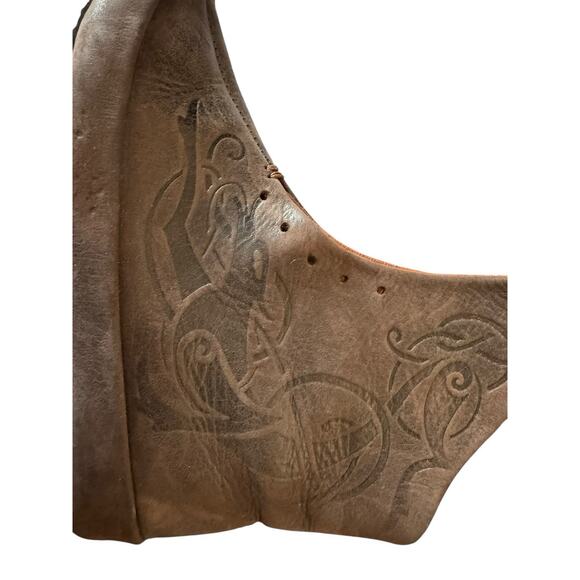 Armstreet Medieval Viking Leather Brown Boot Embossed Shoes Sz 3 Women READ - Picture 7 of 14